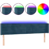vidaXL Hoofdbord LED 203x16x78/88 cm fluweel donkerblauw