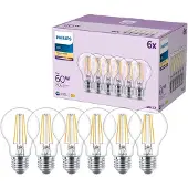 Philips LED lamp E27 | Peer A60 | Filament | 2700K | 7W (60W) 6 stuks