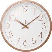 IvoQ Moderne Wandklok Roségoud - Stijlvol - Strak Design - Ø 30 cm