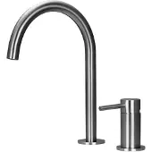 Pure.Sink Luxion 2-gats massief RVS keukenkraan met ronde uitloop PLX2HR-02