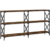 vidaXL Wandtafel 156x28x80,5 cm bewerkt hout gerookt eikenkleurig