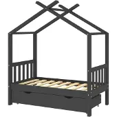 vidaXL Kinderbedframe met lade grenenhout donkergrijs 70x140 cm