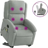 vidaXL Sta-op-massagestoel verstelbaar fluweel lichtgrijs