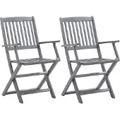 vidaXL Opklapbare stoelen, 2 stuks, massief acaciahout