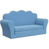 vidaXL Kinderslaapbank 2-zits zacht pluche blauw