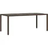 vidaXL Tuintafel met glazen blad, bruin, 190x90x75 cm, polyrotan