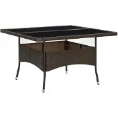 vidaXL Tuintafel poly rattan en glas bruin