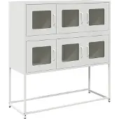 vidaXL Dressoir, wit, 100,5 x 39 x 107 cm, koudgewalst staal