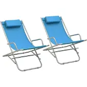 vidaXL Klapstoelen 2 st staal blauw