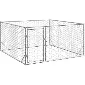 vidaXL Hondenhok voor buiten met deur 2x2x1 m gegalvaniseerd staal