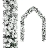 vidaXL Kerstslinger met sneeuw 5 m PVC groen