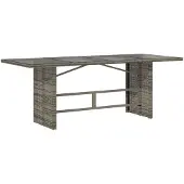vidaXL Tuintafel met glazen blad 190x80x75 cm poly rattan grijs