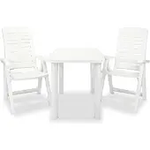 vidaXL 3-delige Bistroset kunststof wit