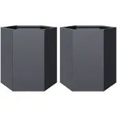 vidaXL Plantenbakken 2 st zeshoek 46x40x45 cm staal antracietkleurig