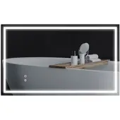 HOMCOM Badkamerspiegel Glas, Metaal 100L x 60B x 3H cm Zilver
