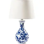 Beliani CARMEN - Tafellamp - Wit/Blauw - Porselein/Linnen