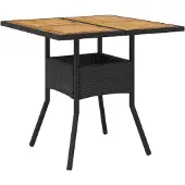 vidaXL Tuintafel met acaciahouten blad 80x80x75 cm poly rattan zwart