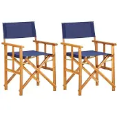 vidaXL Regisseursstoelen 2 st massief acaciahout blauw