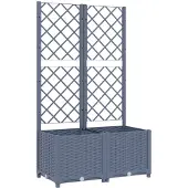 vidaXL Plantenbak met trellis blauwgrijs 80x40x136 cm PP