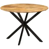 vidaXL Eettafel, diameter 110x78 cm, massief mangohout en staal