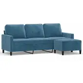 vidaXL Driezitsbank met voetenbank 180 cm fluweel blauw
