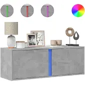 vidaXL Tv-wandmeubel met LED-verlichting 100x31x35 cm betongrijs
