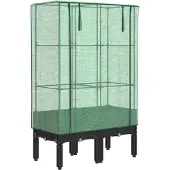 vidaXL Verhoogde tuinbed met kasopbouw, rattanlook, 80x40x140 cm