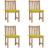vidaXL Tuinstoelen 4 st met kussens massief teakhout