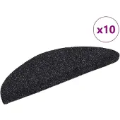 vidaXL Trapmatten Zelfklevend 10 stuks 56x17x3 cm Zwart Halfrond