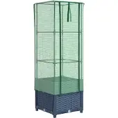 vidaXL Verhoogde tuinbed met kasopbouw, rattanlook, 40x40x139 cm