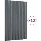 vidaXL Dakpanelen 12 st 60x36 cm gegalvaniseerd staal antracietkleurig