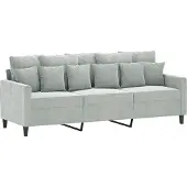 vidaXL Driezitsbank 180 cm fluweel lichtgrijs
