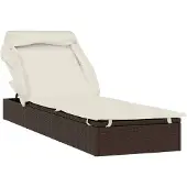 vidaXL Ligbed met inklapbaar dak 213x63x97 cm poly rattan bruin