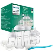 Philips AVENT Natural Response – Glazen Cadeauset – 5 Flessen + 2 Fopspenen + Flessenborstel - SCD879/11