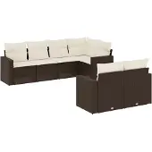 vidaXL 7-delige Loungeset met kussens poly rattan bruin
