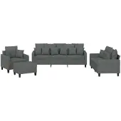 vidaXL 4-delige Loungeset met kussens stof donkergrijs