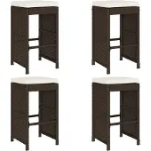 vidaXL Tuinbarstoelen met kussens, 4 stuks, bruin, polyrotan