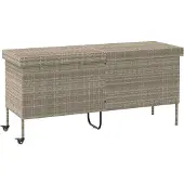 vidaXL Tuinbox met wielen 160x55x75 cm poly rattan lichtgrijs
