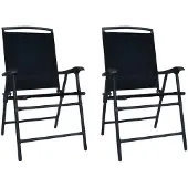 vidaXL Tuinstoelen inklapbaar 2 st textileen zwart