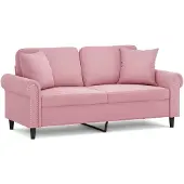vidaXL Tweezitsbank met sierkussens 140 cm fluweel roze