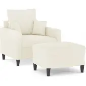 vidaXL Fauteuil met voetenbank 60 cm fluweel crèmekleurig