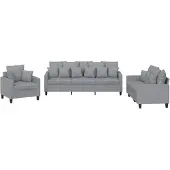 vidaXL 3-delige Loungeset met kussens stof lichtgrijs