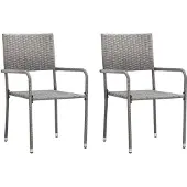 vidaXL Tuinstoelen 2 st stapelbaar poly rattan grijs