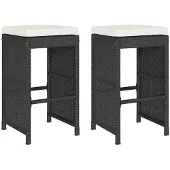 vidaXL Tuinstoelen met kussens, 2 stuks, zwart, polyrotan