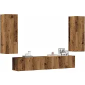 vidaXL Tv-wandkasten 4 st bewerkt hout oud houtkleurig