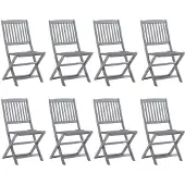 vidaXL Tuinstoelen 8 st inklapbaar met kussens massief acaciahout