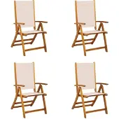 vidaXL Tuinstoelen inklapbaar 4 st massief acaciahout en textileen