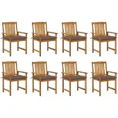 vidaXL Tuinstoelen met kussens, 8 stuks, massief acaciahout