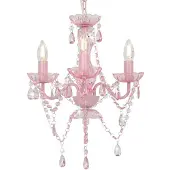 vidaXL Kroonluchter met kralen rond 3xE14 roze