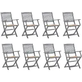 vidaXL Tuinstoelen 8 st inklapbaar met kussens massief acaciahout